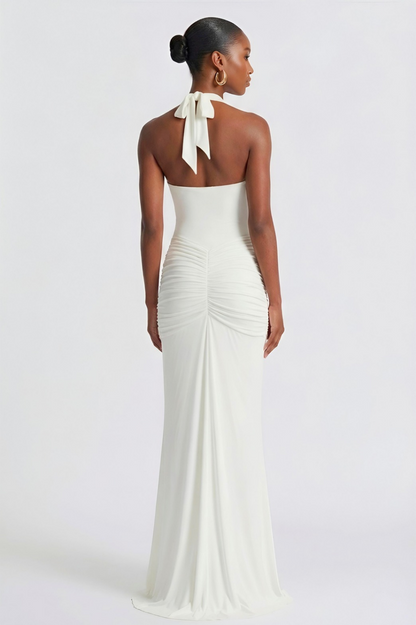 KEZIA | Robe longue drapée décolleté plongeant