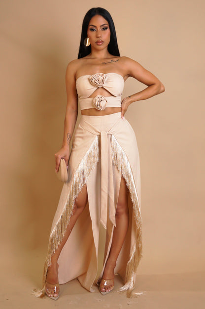 TATIANA | Ensemble pantalon à franges et crop top