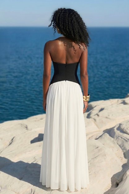 KARA | Robe longue bicolore plissée