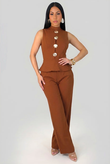 SHONNA | Ensemble gilet sans manches à boutons coquillages