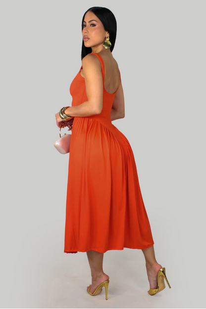LYA | Robe midi évasée à encolure ronde