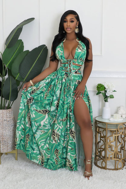 Robe longue en imprimé tropical Méranda.