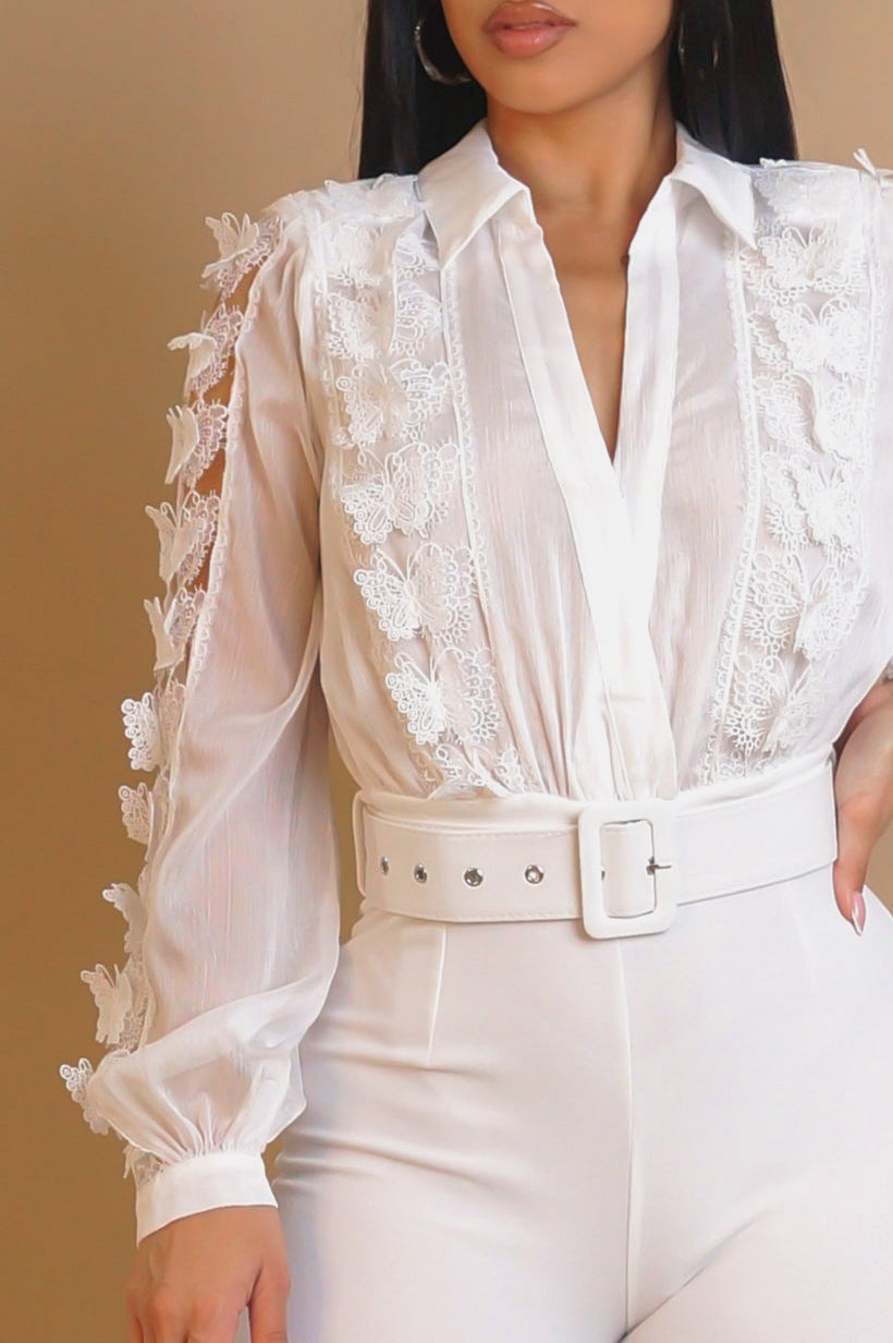 TANAÏS 30% COTON | Combinaison pantalon ceinturée et blouse transparente