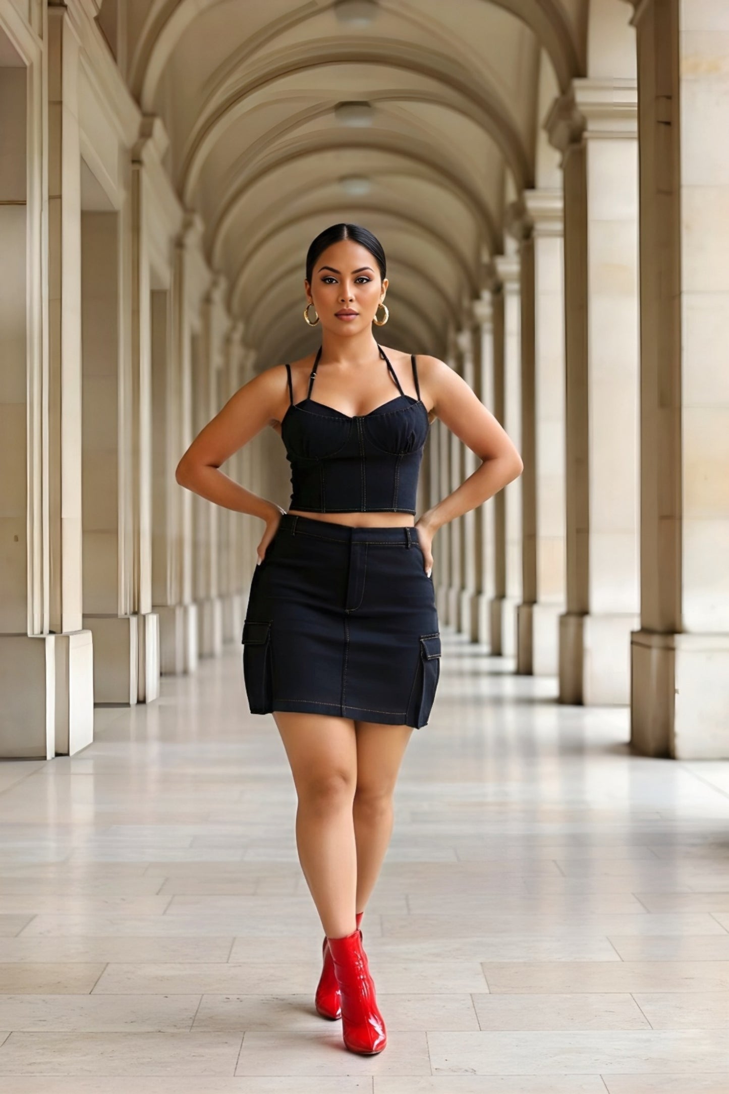 NACIA 95% COTON | Ensemble 3 pièces jupe cargo