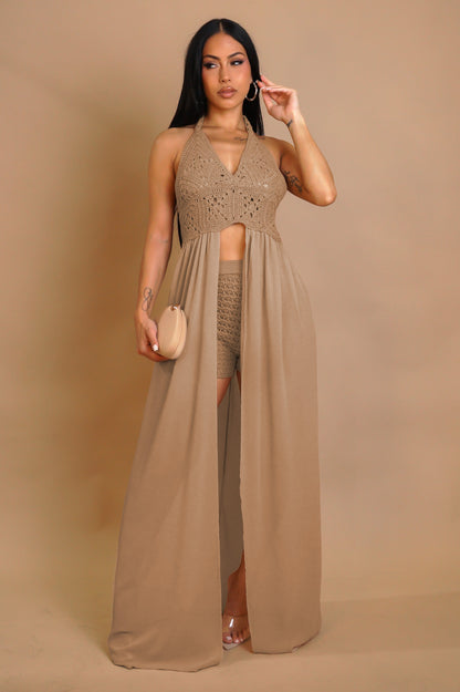 PALOMA 60% COTON | Ensemble short et top halter en crochet