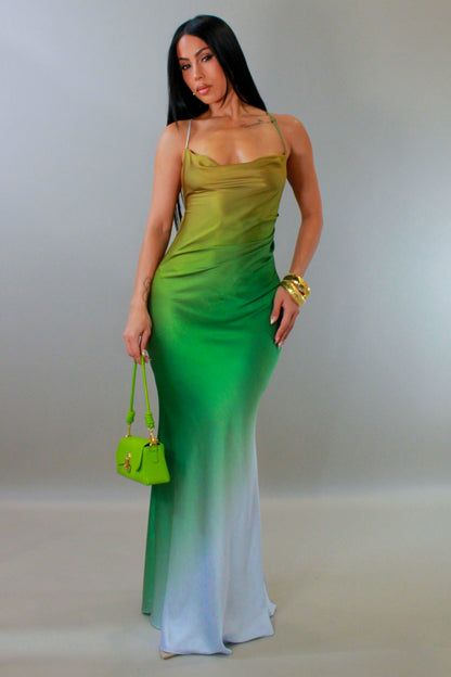 DAVINA | Robe longue satiné à effet dégradé