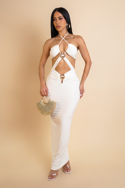 MURIELLE | Robe longue  avec bijoux coquillages