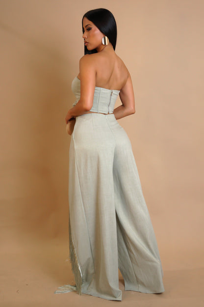 TATIANA | Ensemble pantalon à franges et crop top