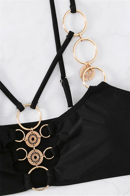 Bikini bijou avec anneaux dorés