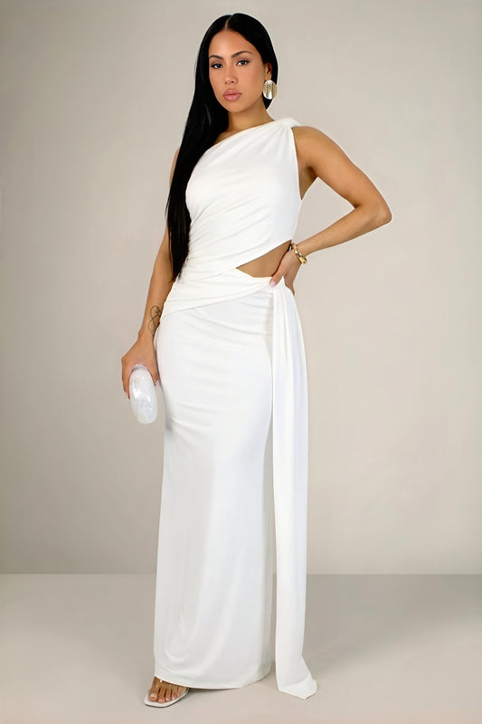 YSALIS| Robe longue asymétrique à drapé