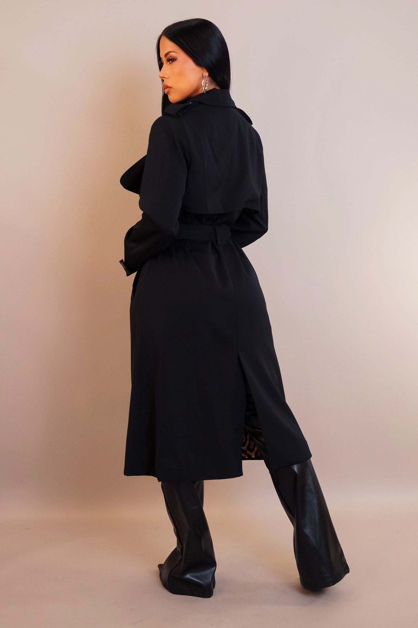 TALLY | Trench- Coat long détails léopard