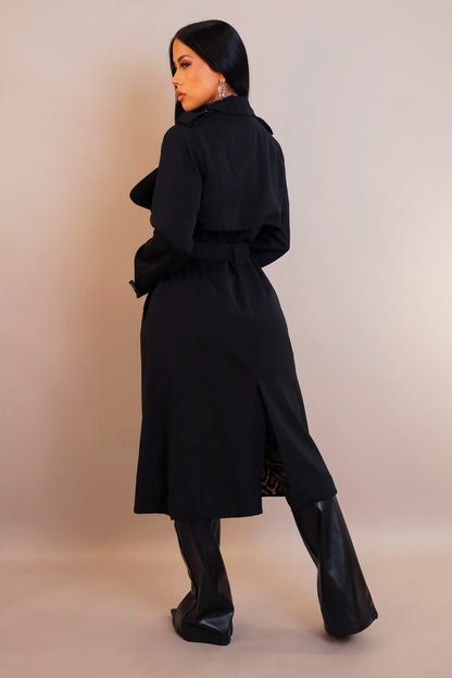 TALLY | Trench- Coat long détails léopard