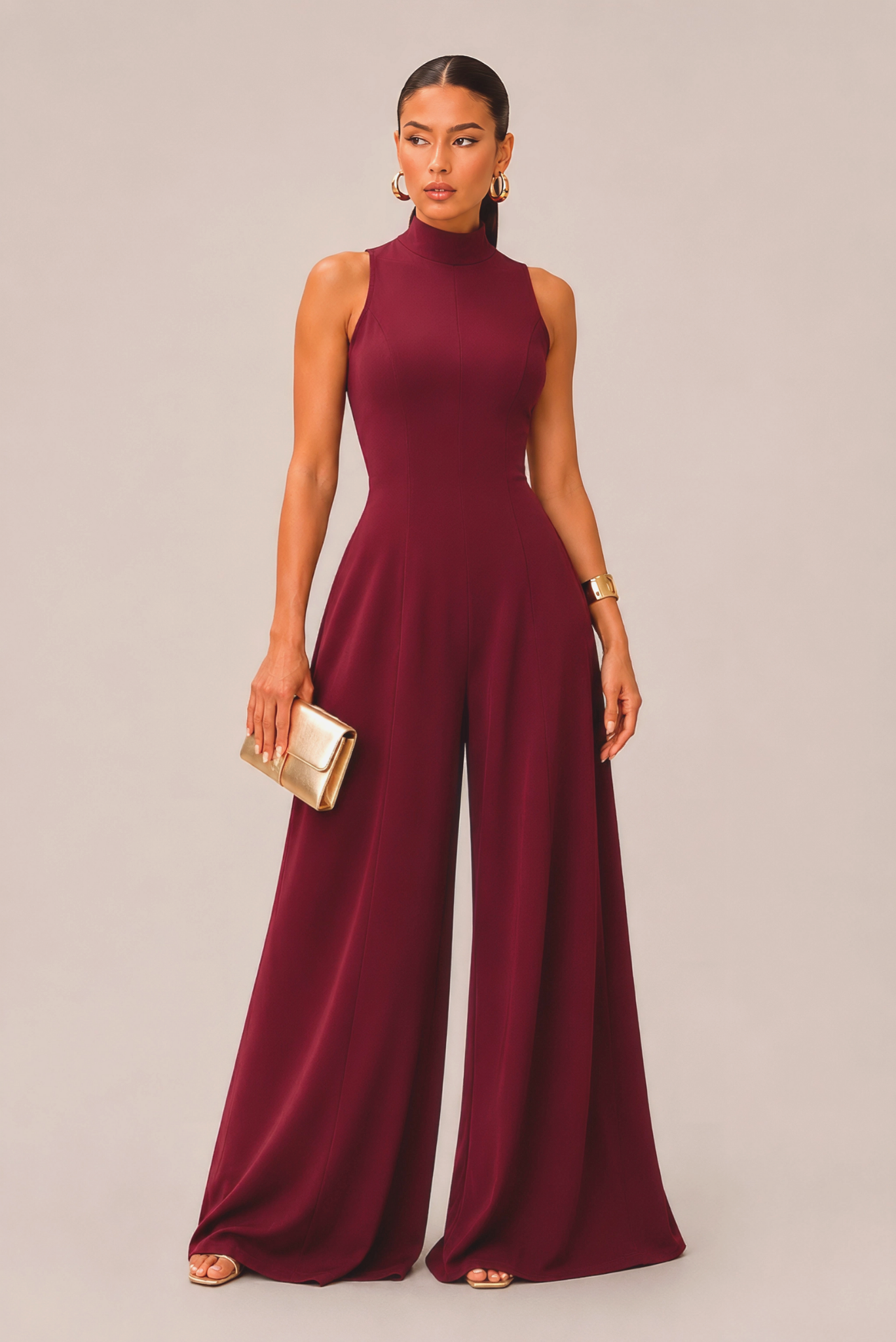 SEREYA | Combinaison pantalon dos nu à col montant