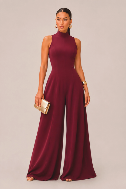 SEREYA | Combinaison pantalon dos nu à col montant