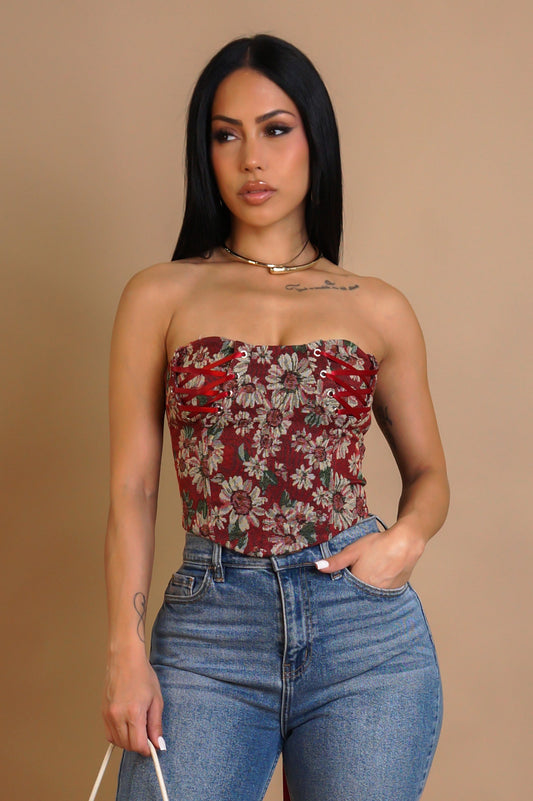 ÉLIKYA | Corset fleuri avec laçage