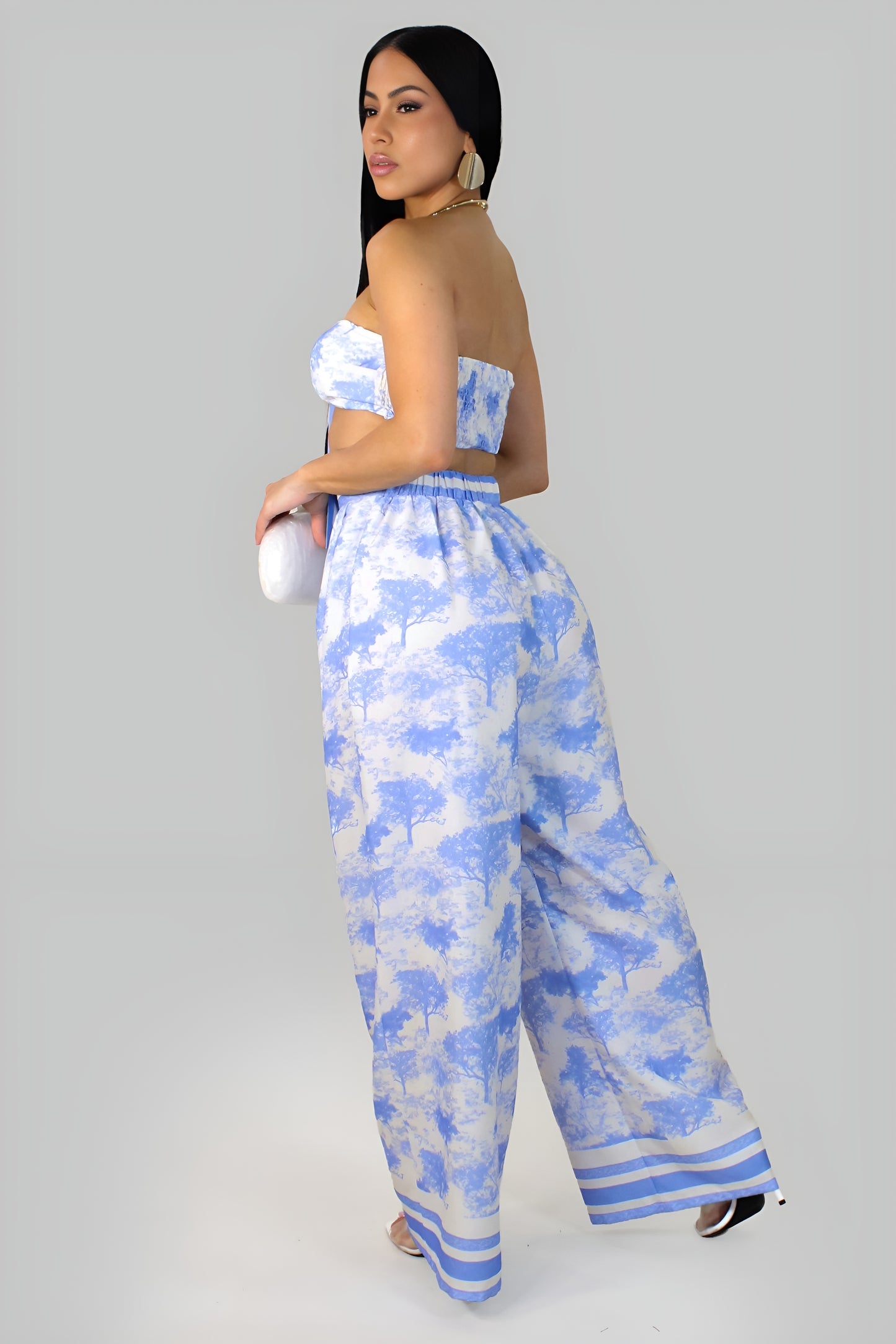 MIRENDA | Ensemble crop-top et pantalon fluide imprimé