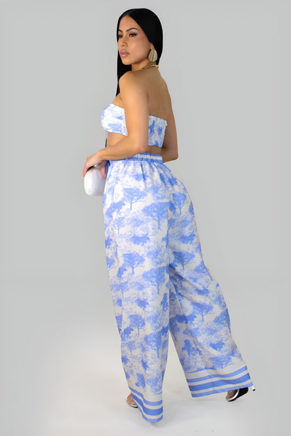 MIRENDA | Ensemble crop-top et pantalon fluide imprimé
