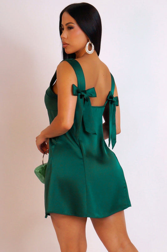 MORENA | Robe courte satinée à nouer