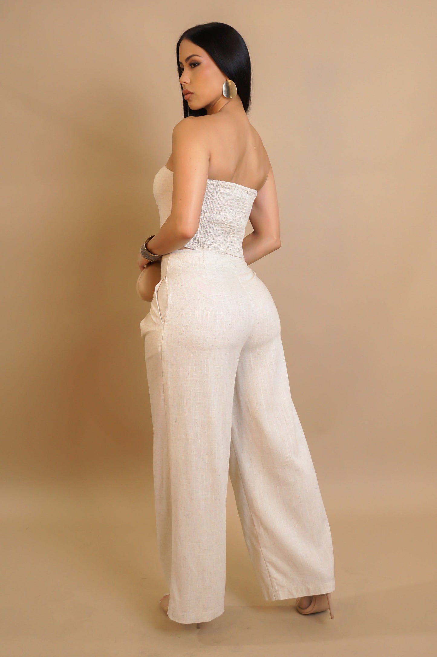 ZEYNA 70% LIN | Ensemble pantalon bustier.