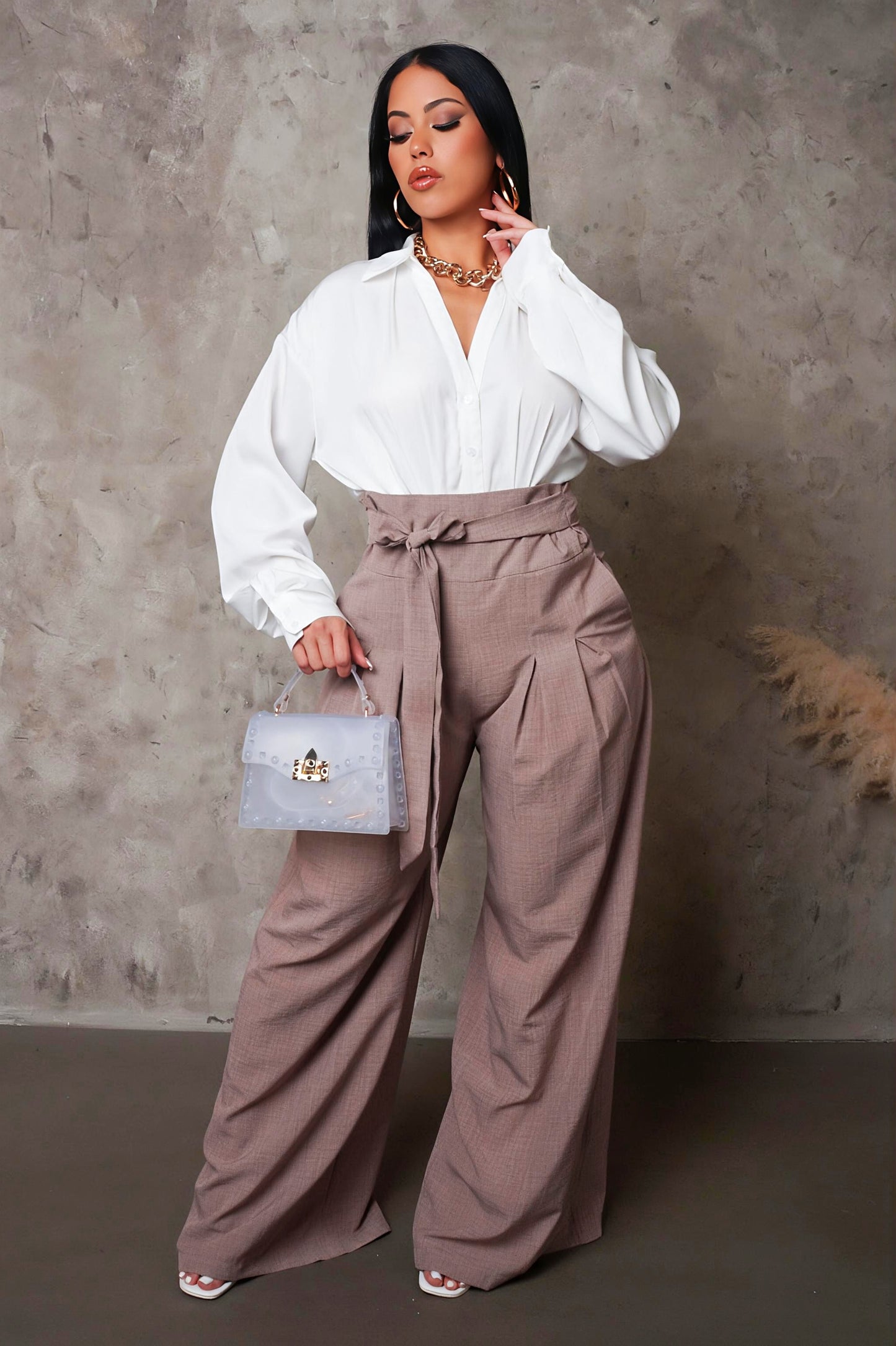 CORALINE | Pantalon large taille haute