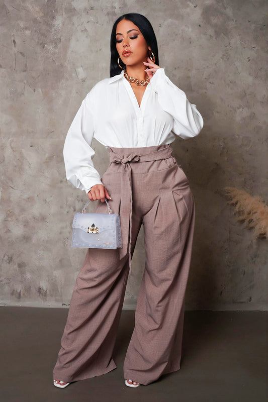 CORALINE | Pantalon large taille haute