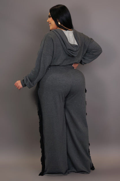 Grande Taille- Ensemble haut à capuche oversize et pantalon 60% COTON