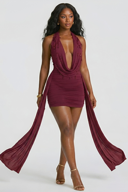 HÉMÉRA | Robe courte drapée dos nus
