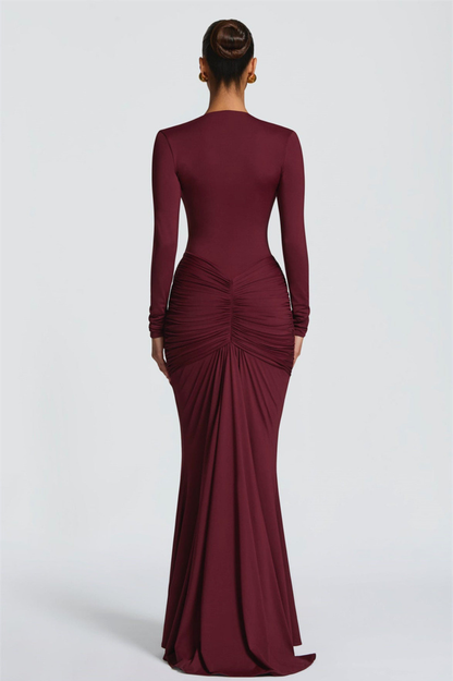 LIZELA | Robe longue drapé à décolleté plongeant