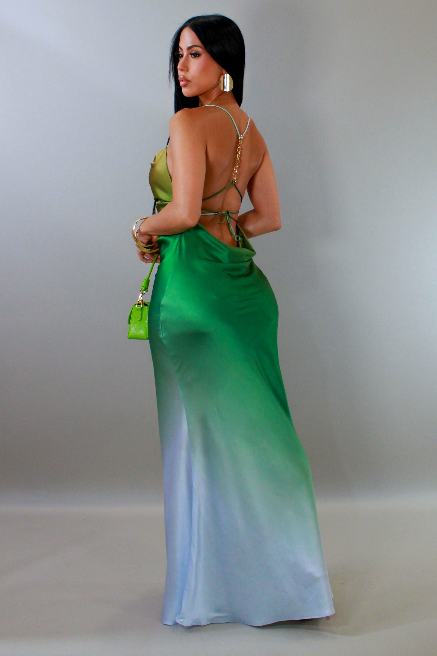 DAVINA | Robe longue satiné à effet dégradé