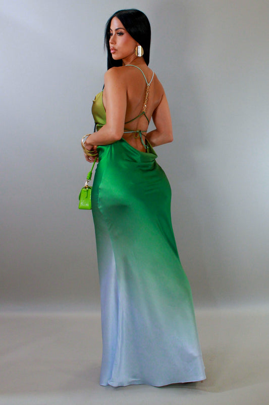 DAVINA | Robe longue satiné à effet dégradé