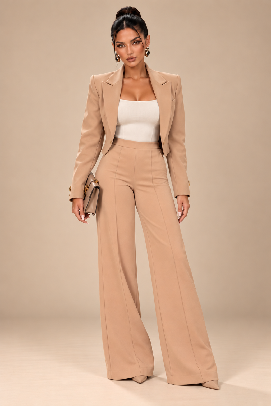 GABRYELLE | Pantalon large taille haute