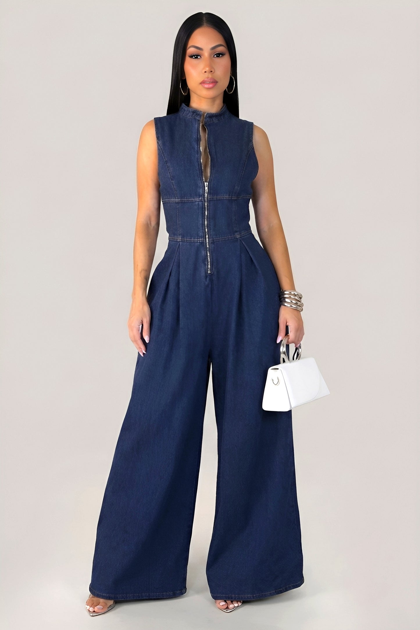 ANDREA 35% COTON | Combinaison pantalon jambes larges en denim