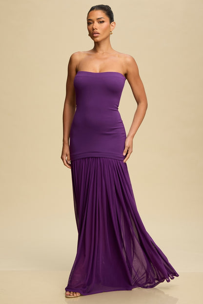 LEXYA | Robe longue bustier à jupon plissé