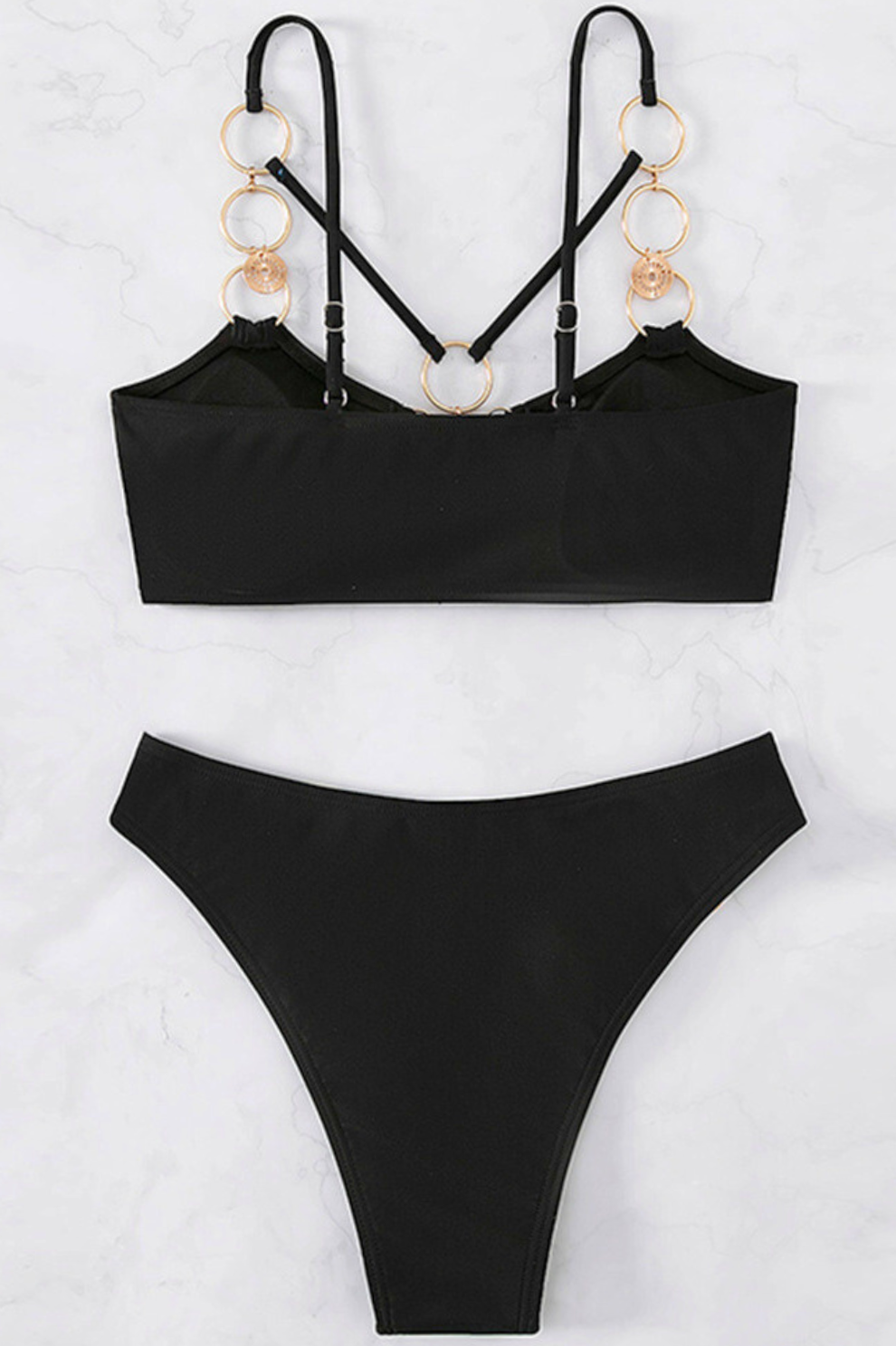 Bikini bijou avec anneaux dorés