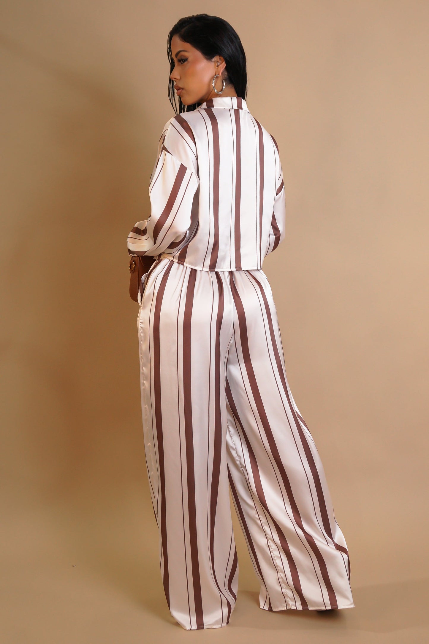 VANINA | Ensemble pantalon en satin rayé