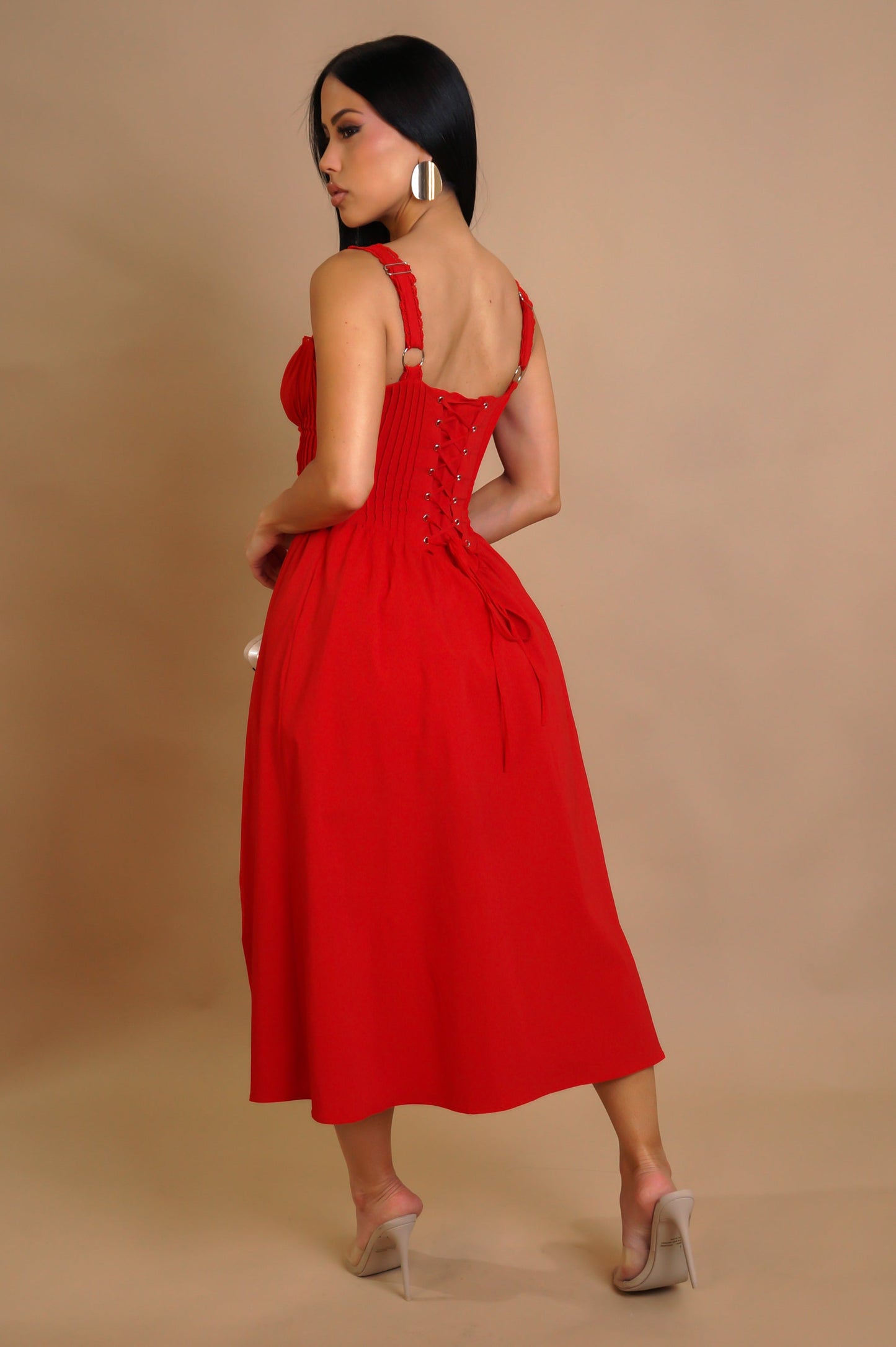 AÏCHA | Robe midi trapèze avec lacet