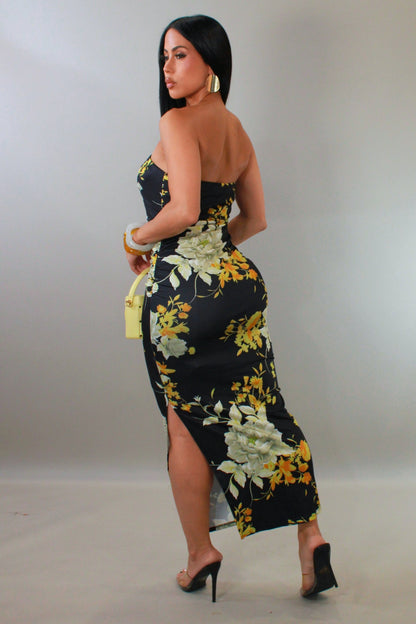 ARIANA | Robe midi bustier à imprimé floral