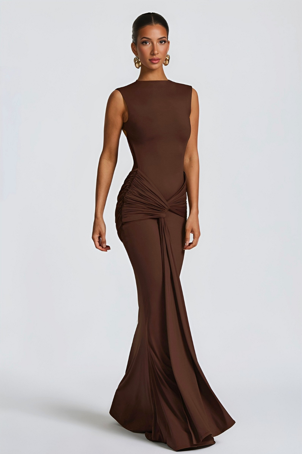 MALIKA | Robe longue drapée à ouverture dos