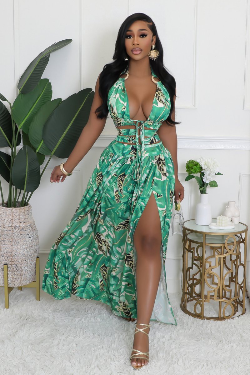 Robe longue en imprimé tropical Méranda.