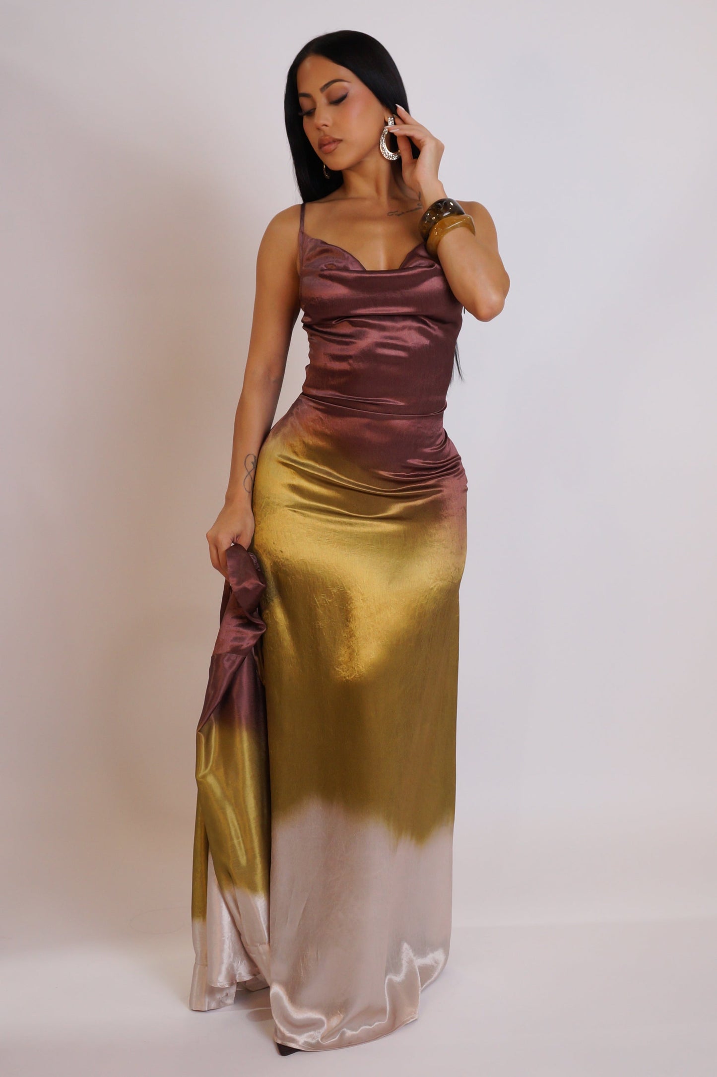 MANOÉ | Robe longue satinée et dégradée