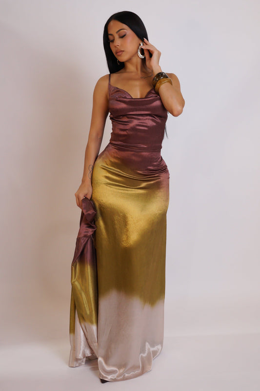 MANOÉ | Robe longue satinée et dégradée