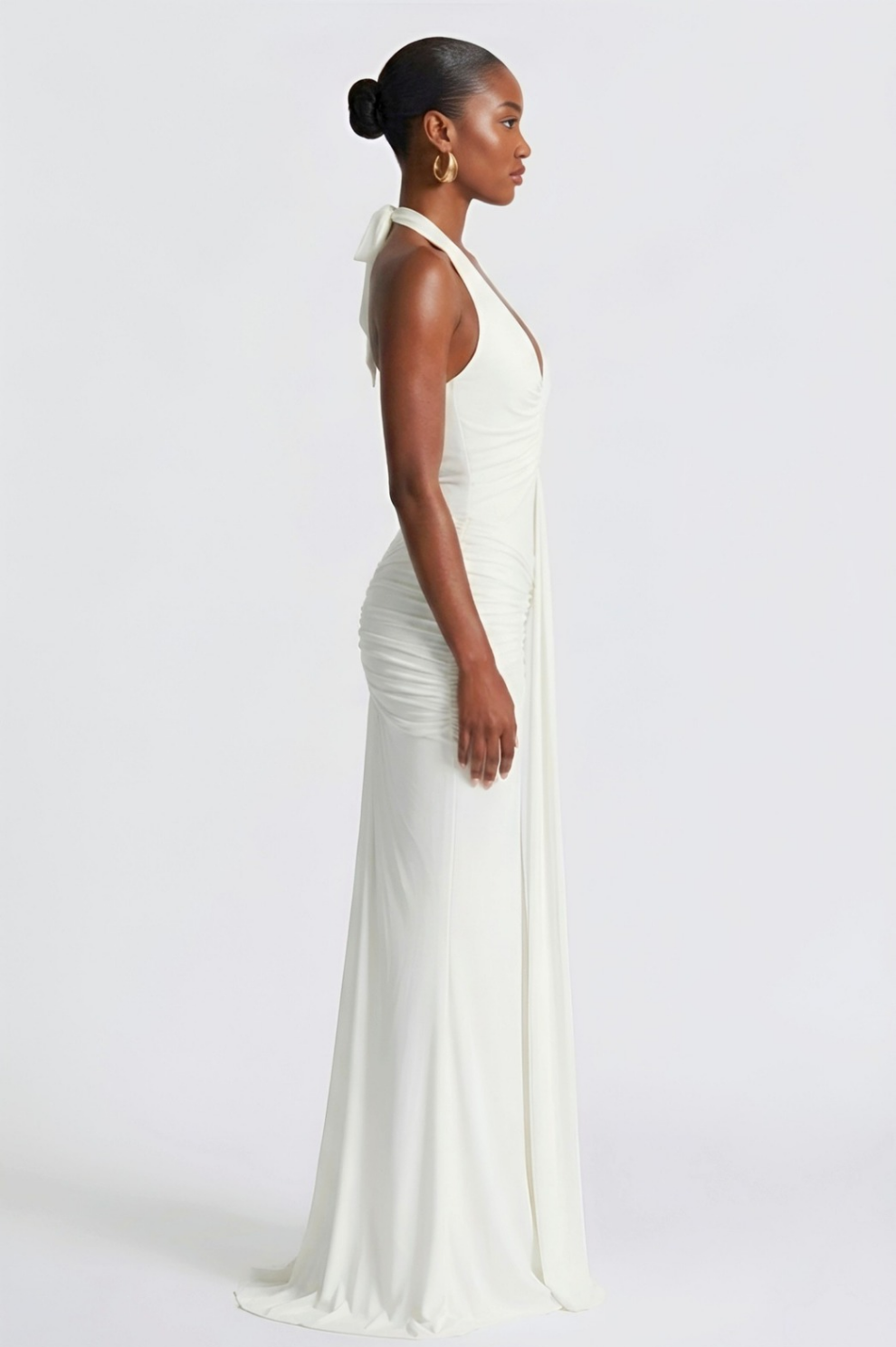 KEZIA | Robe longue drapée décolleté plongeant
