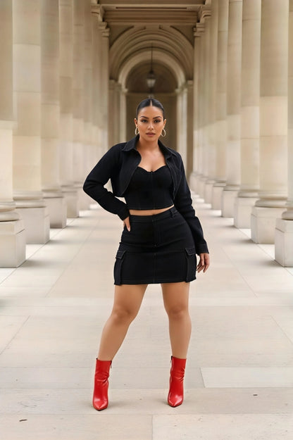 NACIA 95% COTON | Ensemble 3 pièces jupe cargo