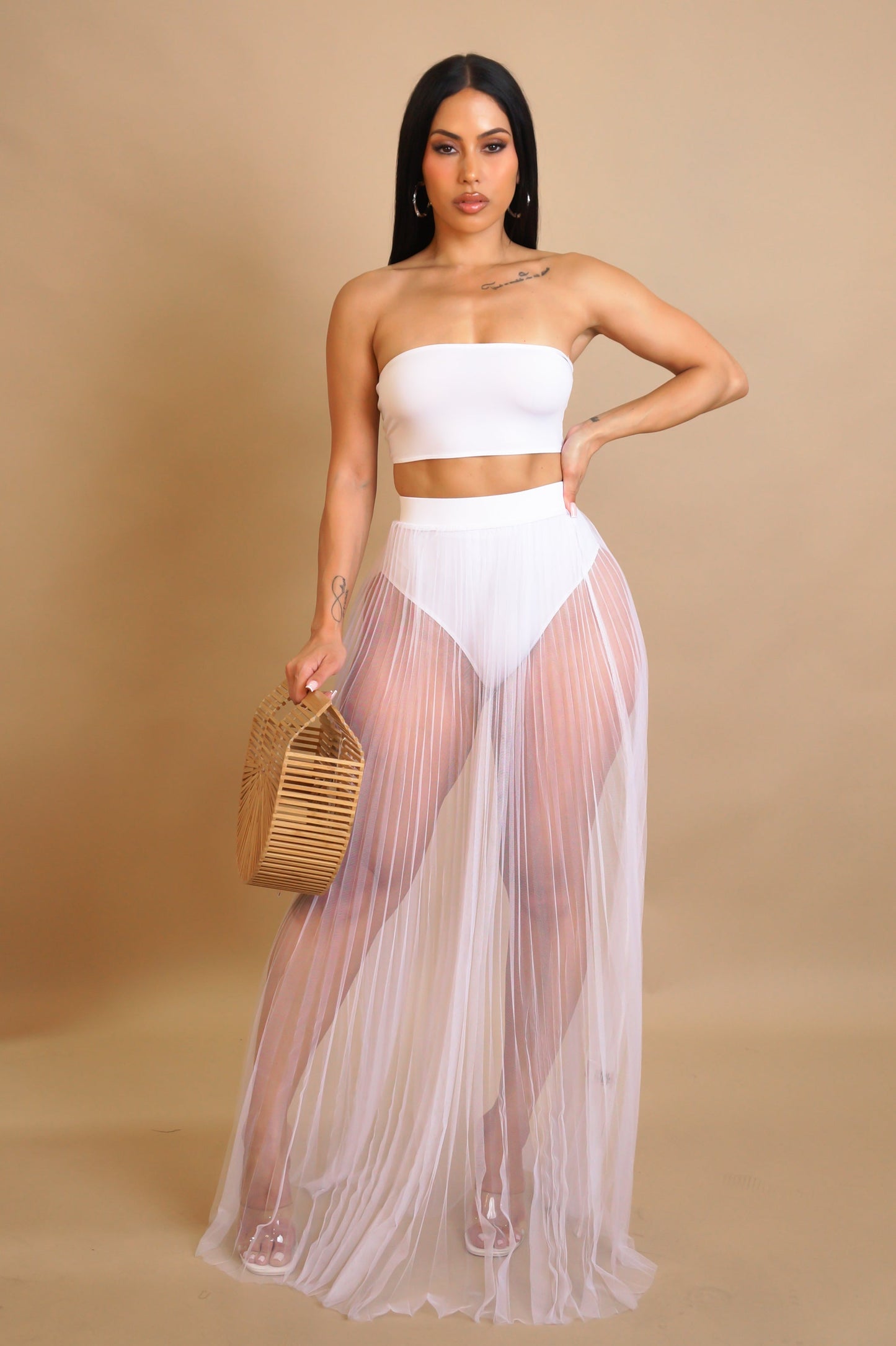ELAYNIE | Ensemble jupe transparente 