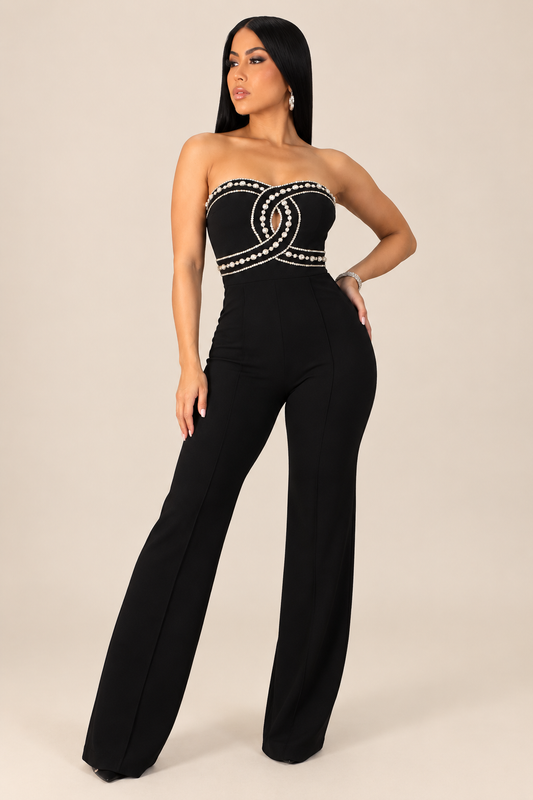 DIANE| Combinaison longue bustier strassée