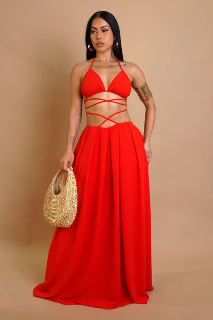 CALIXTE | Ensemble jupe longue plissée