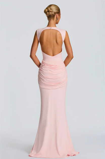 MALIKA | Robe longue drapée à ouverture dos