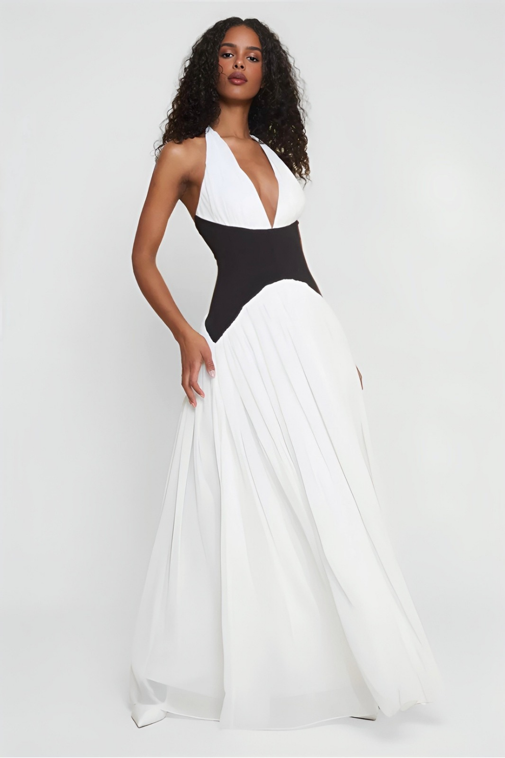 KARA | Robe longue bicolore plissée