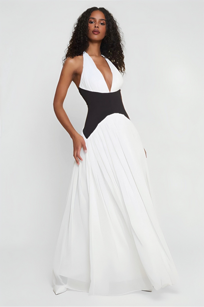 KARA | Robe longue bicolore plissée