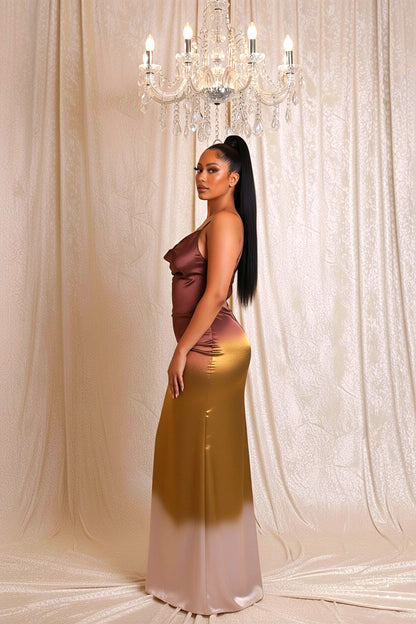 MANOÉ | Robe longue satinée et dégradée